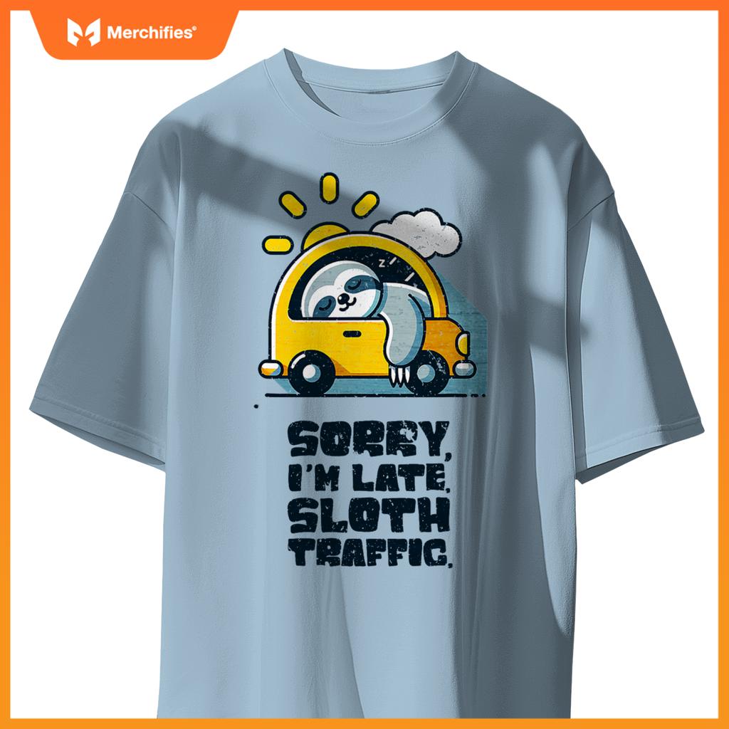Sloth Sleeping In A Car,  Sloth I´M Late, Sloth Traffic T-Shirt