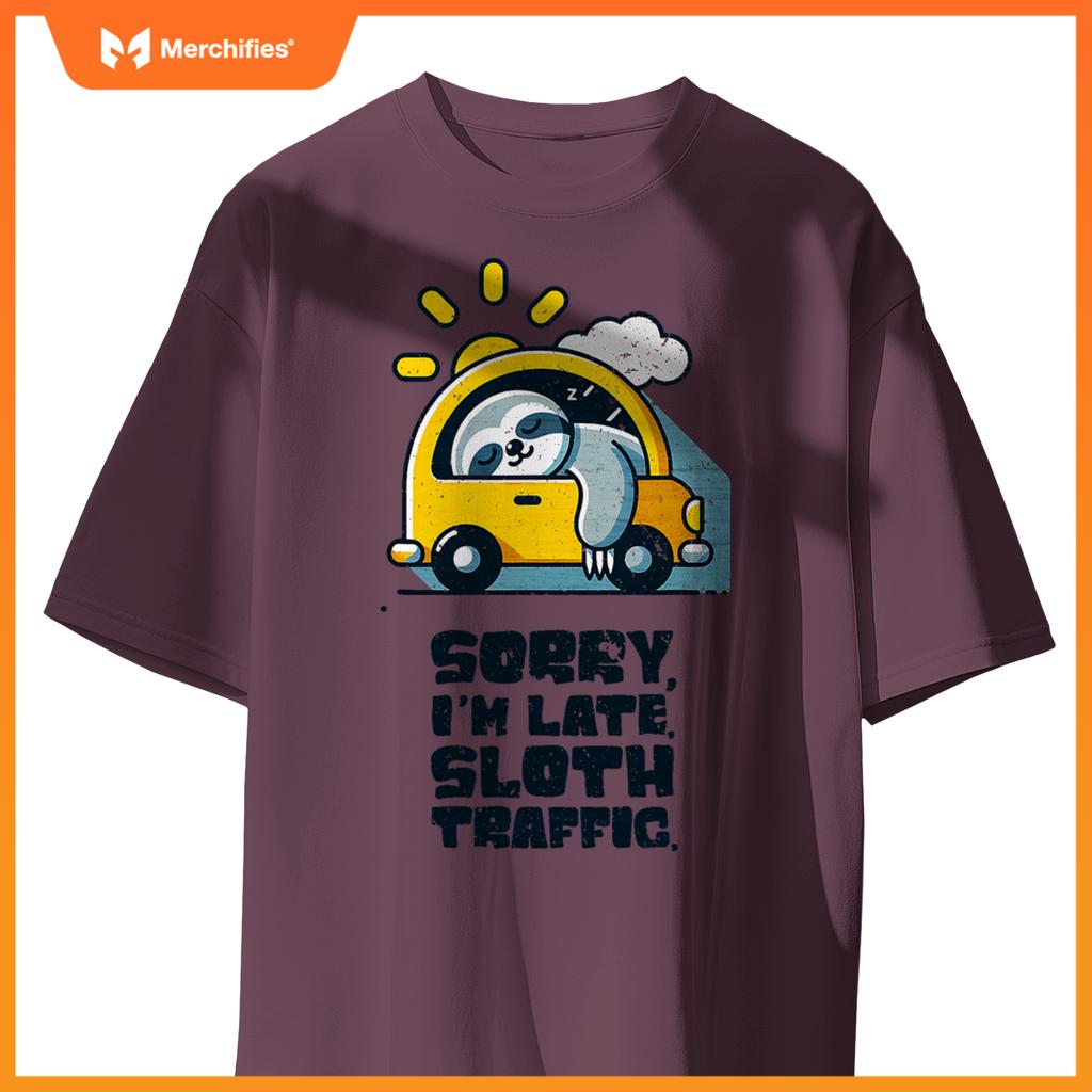 Sloth Sleeping In A Car,  Sloth I´M Late, Sloth Traffic T-Shirt