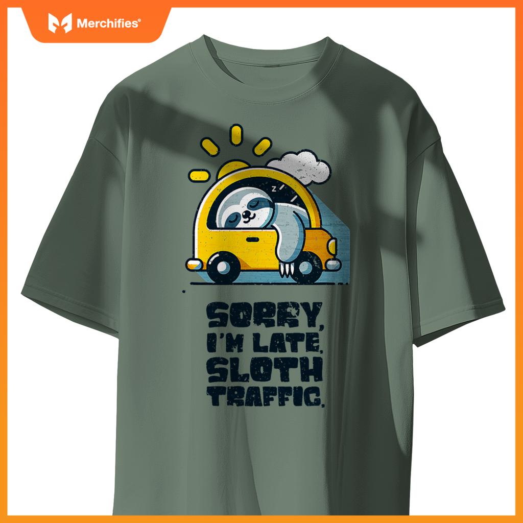 Sloth Sleeping In A Car,  Sloth I´M Late, Sloth Traffic T-Shirt