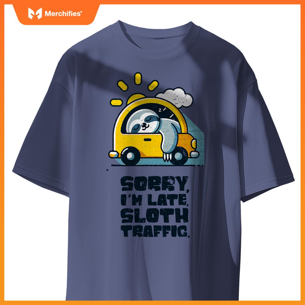 Sloth Sleeping In A Car,  Sloth I´M Late, Sloth Traffic T-Shirt