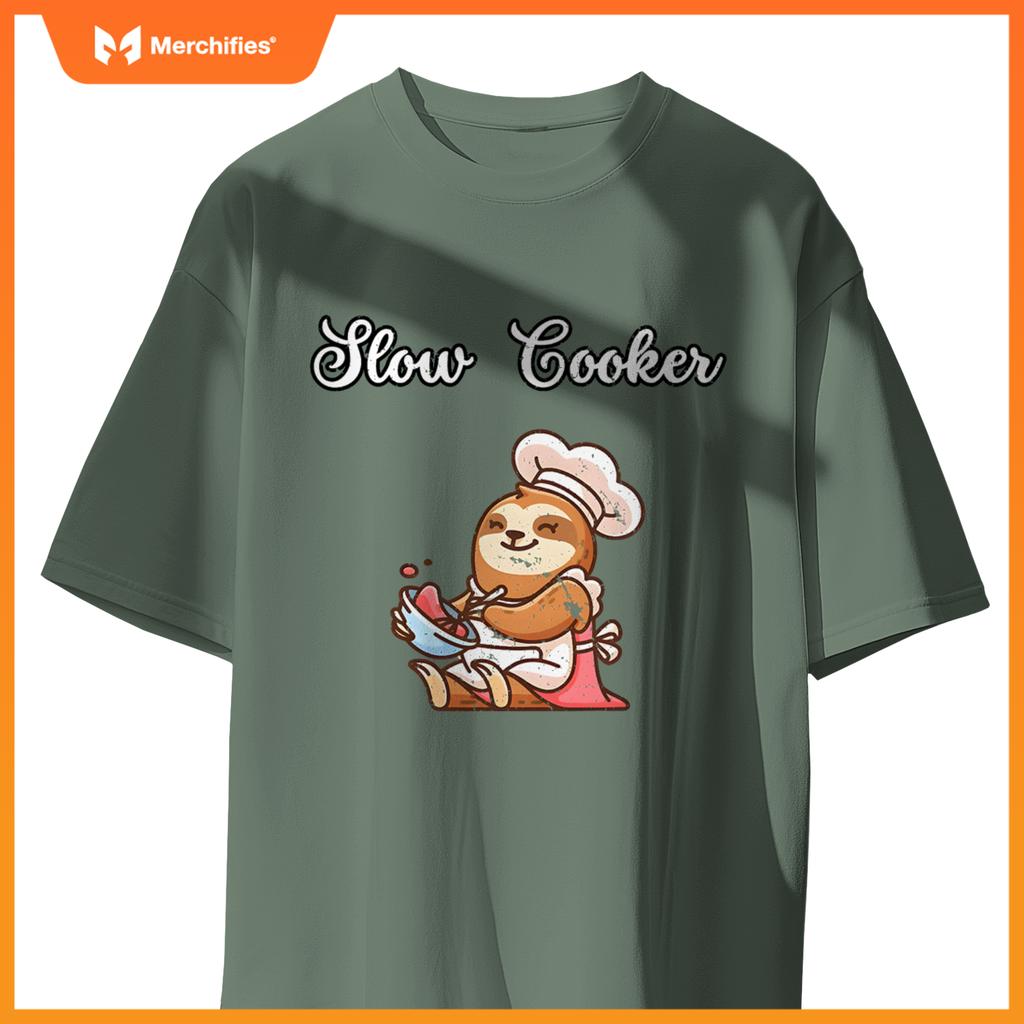 Slow Cooker Sluggish Cooking Sloth Chef  Cooking T-Shirt