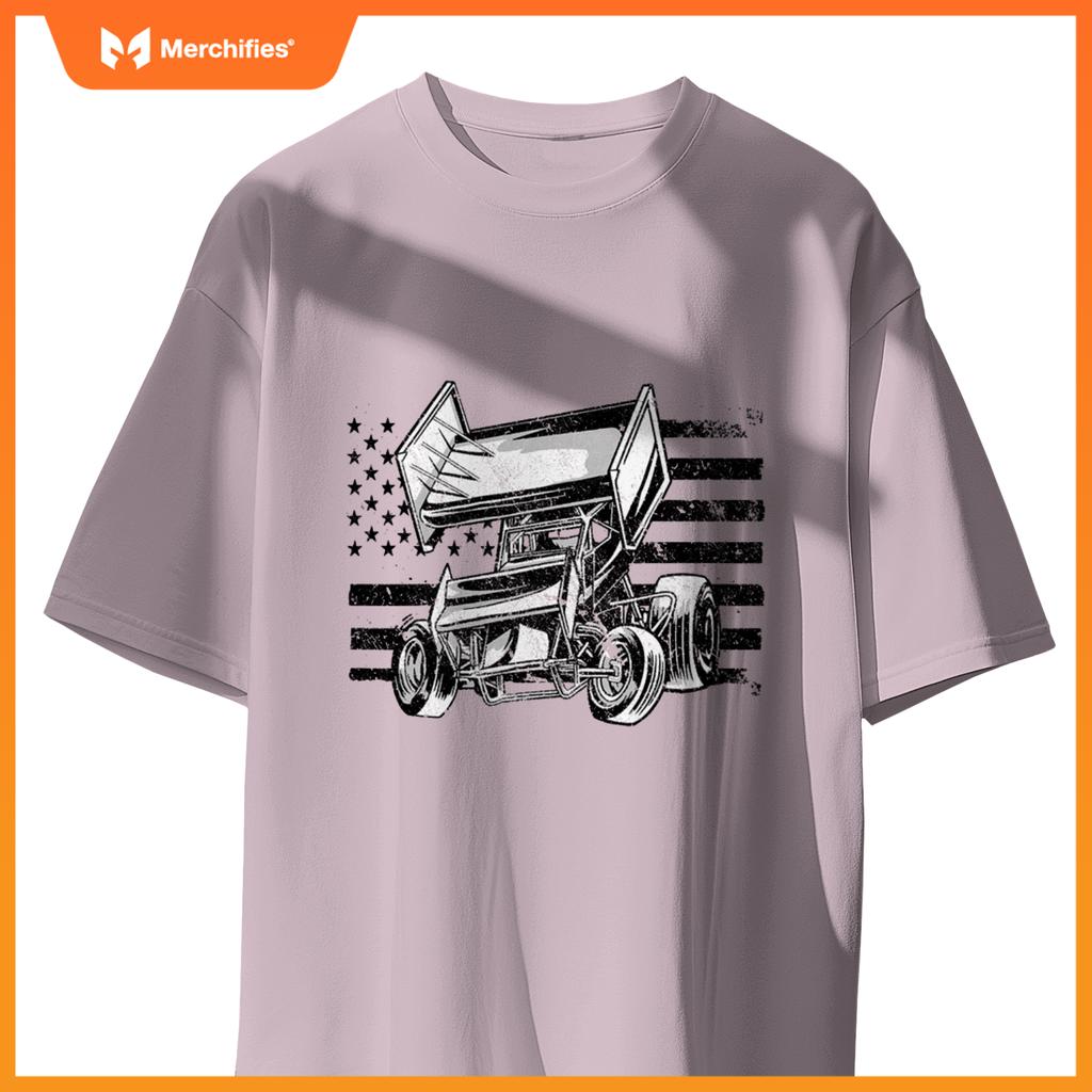 Sprint Car Racing Usa Flag T-Shirt