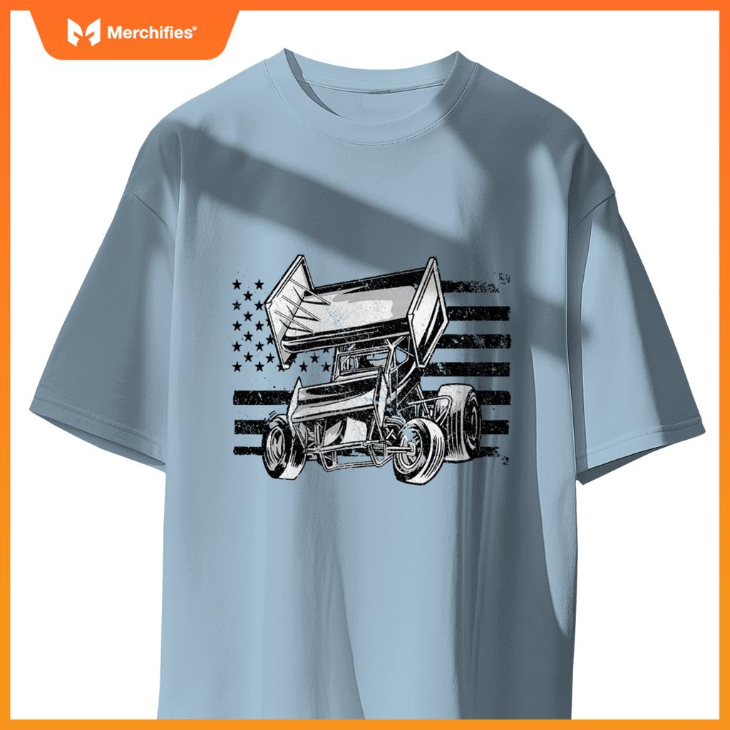 Sprint Car Racing Usa Flag T-Shirt