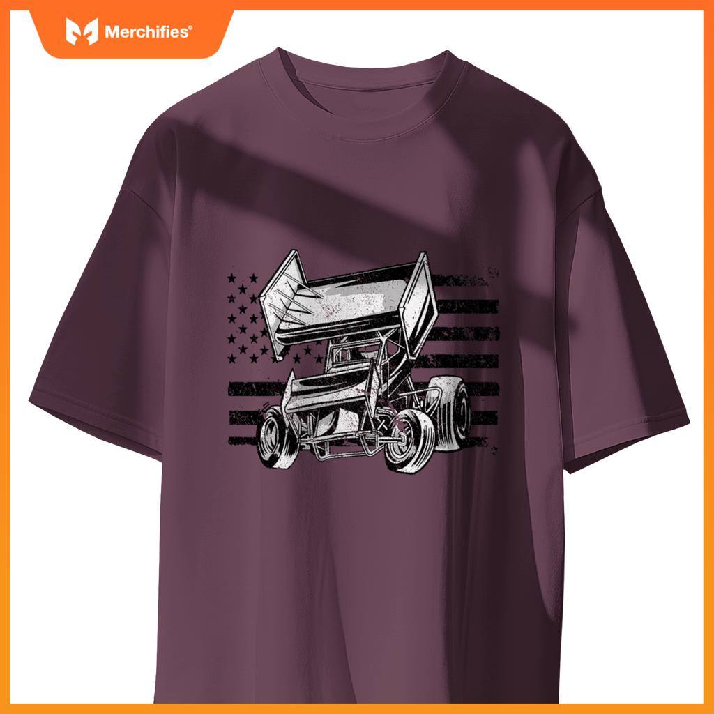 Sprint Car Racing Usa Flag T-Shirt