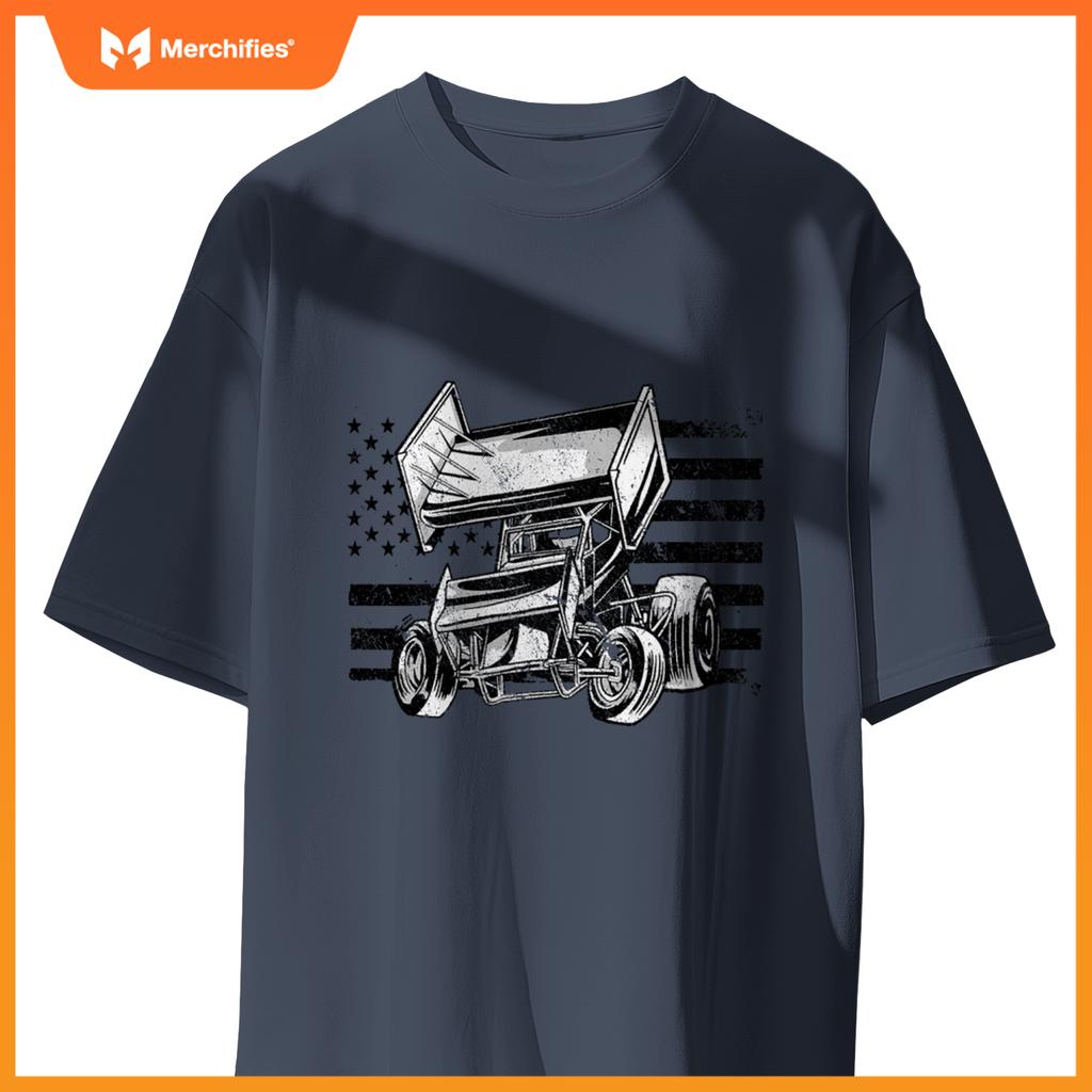 Sprint Car Racing Usa Flag T-Shirt