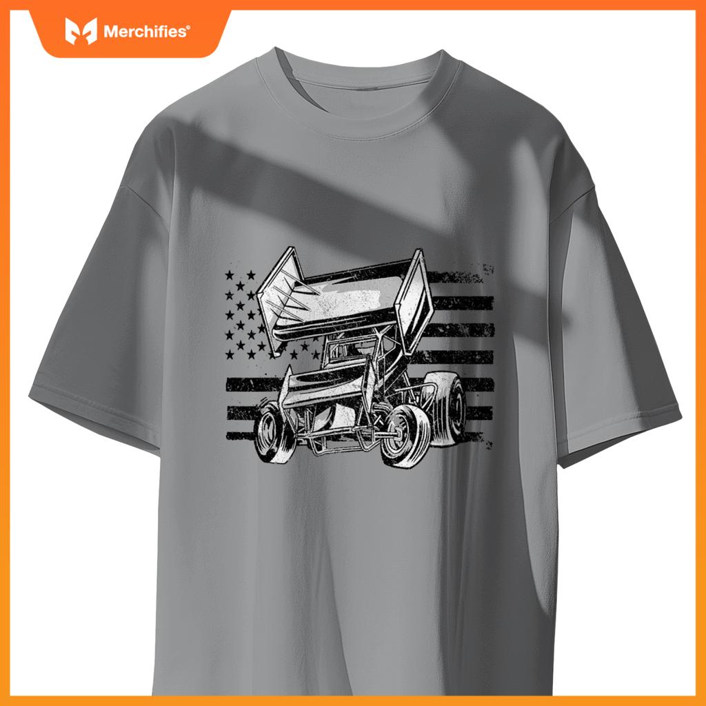 Sprint Car Racing Usa Flag T-Shirt