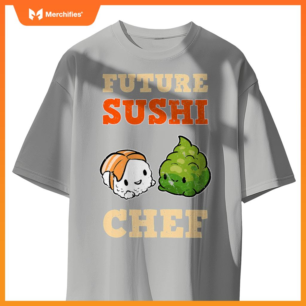 Sushi Chef Cook Salmon Maki Anime Figure Japanese Manga T-Shirt