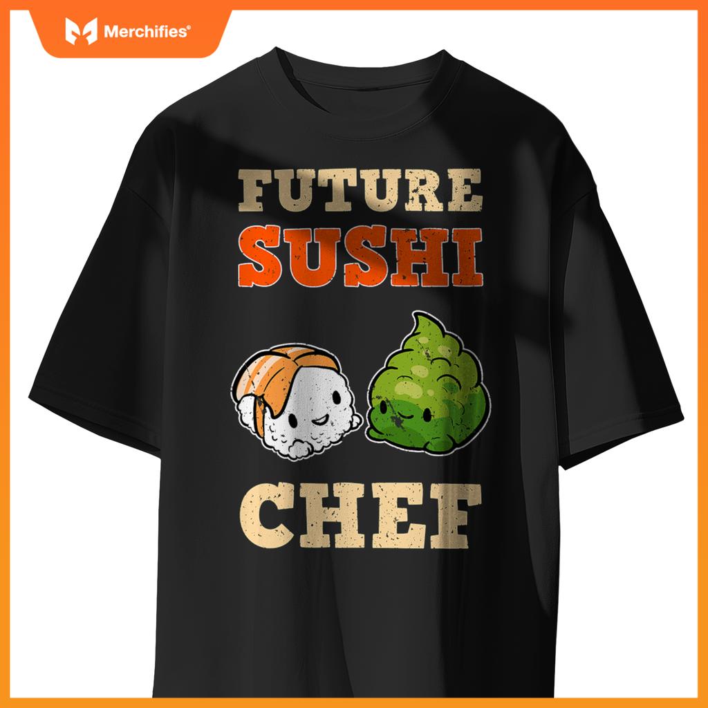 Sushi Chef Cook Salmon Maki Anime Figure Japanese Manga T-Shirt