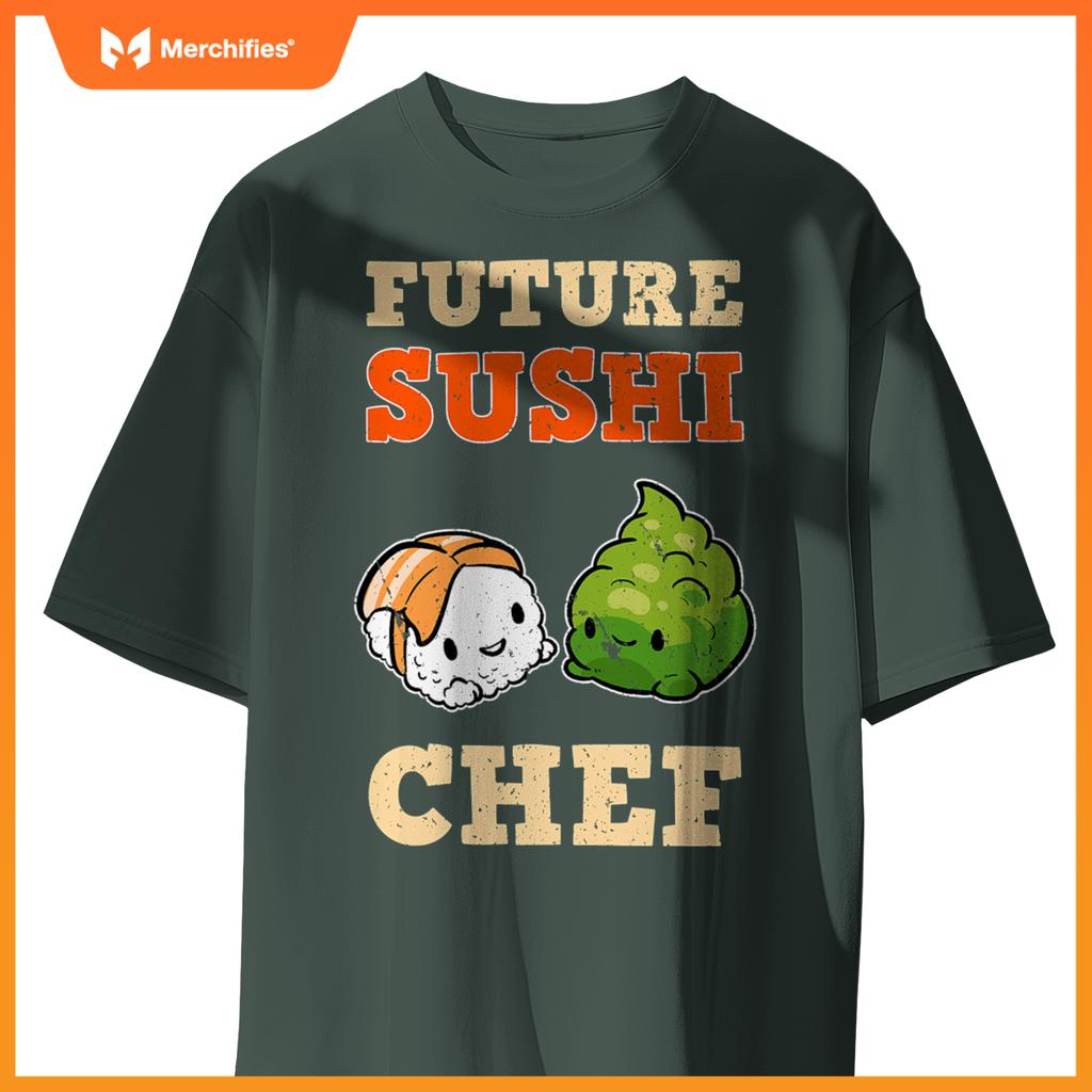Sushi Chef Cook Salmon Maki Anime Figure Japanese Manga T-Shirt