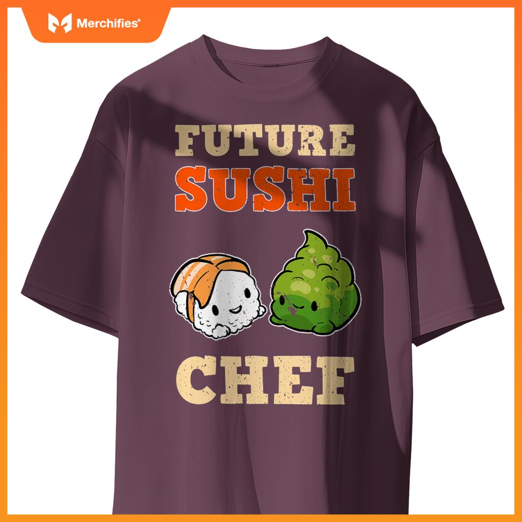 Sushi Chef Cook Salmon Maki Anime Figure Japanese Manga T-Shirt