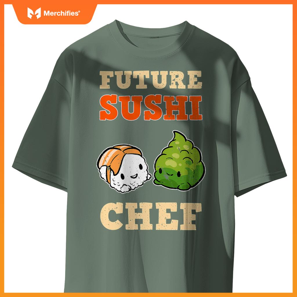 Sushi Chef Cook Salmon Maki Anime Figure Japanese Manga T-Shirt