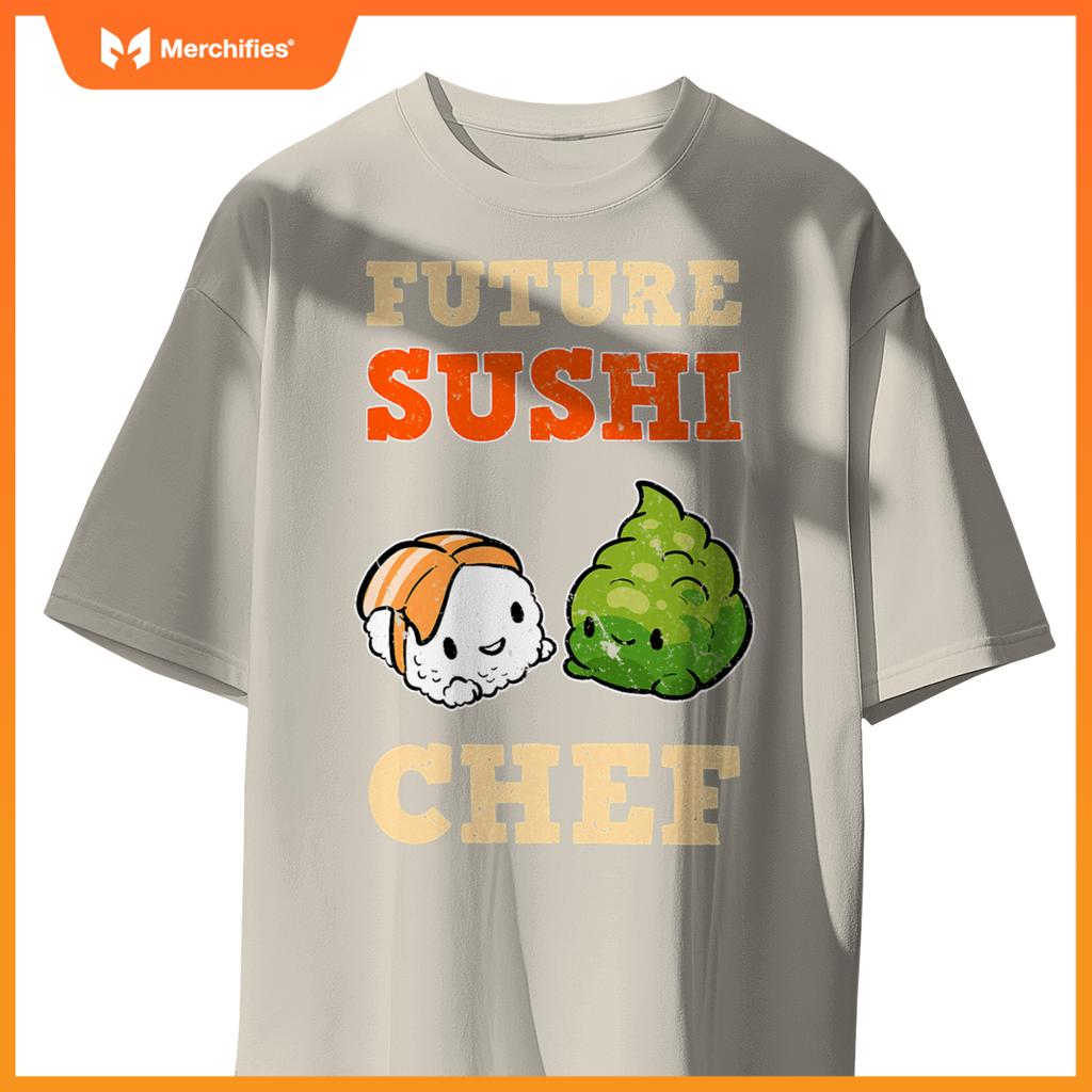 Sushi Chef Cook Salmon Maki Anime Figure Japanese Manga T-Shirt