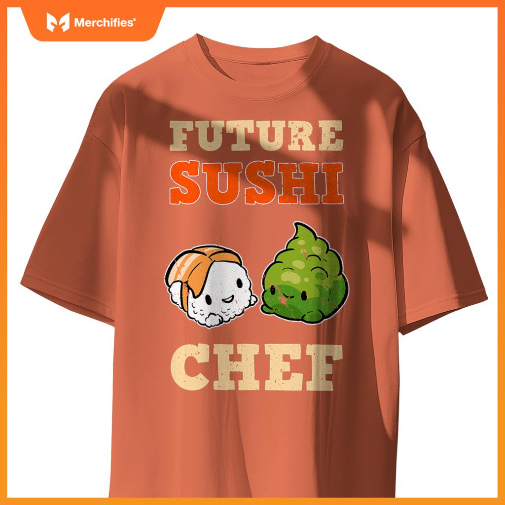 Sushi Chef Cook Salmon Maki Anime Figure Japanese Manga T-Shirt