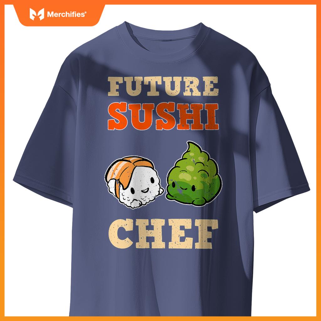 Sushi Chef Cook Salmon Maki Anime Figure Japanese Manga T-Shirt