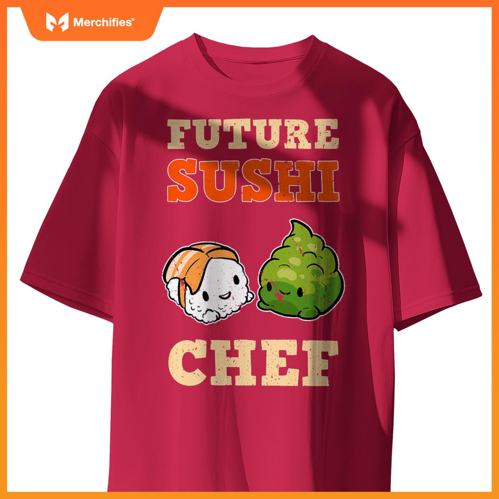 Sushi Chef Cook Salmon Maki Anime Figure Japanese Manga T-Shirt