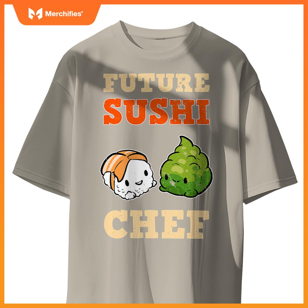 Sushi Chef Cook Salmon Maki Anime Figure Japanese Manga T-Shirt