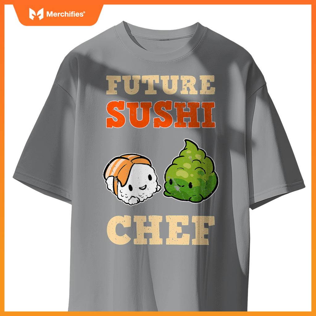 Sushi Chef Cook Salmon Maki Anime Figure Japanese Manga T-Shirt