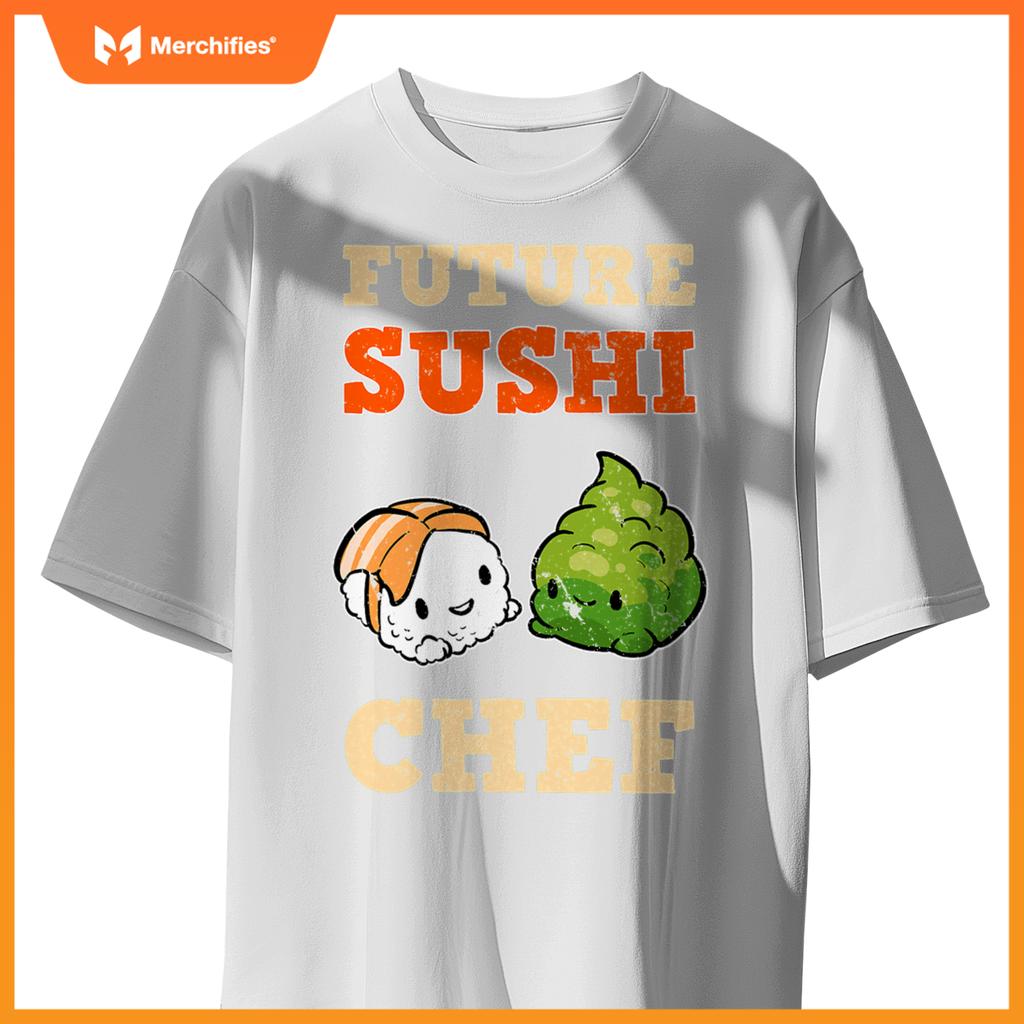 Sushi Chef Cook Salmon Maki Anime Figure Japanese Manga T-Shirt