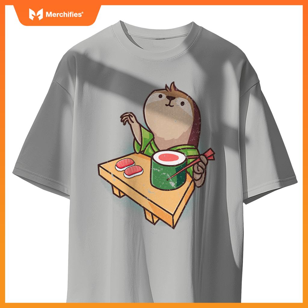 Sushi Sloth Chef Cartoon Animals Japanese Food Sushi Fan T-Shirt