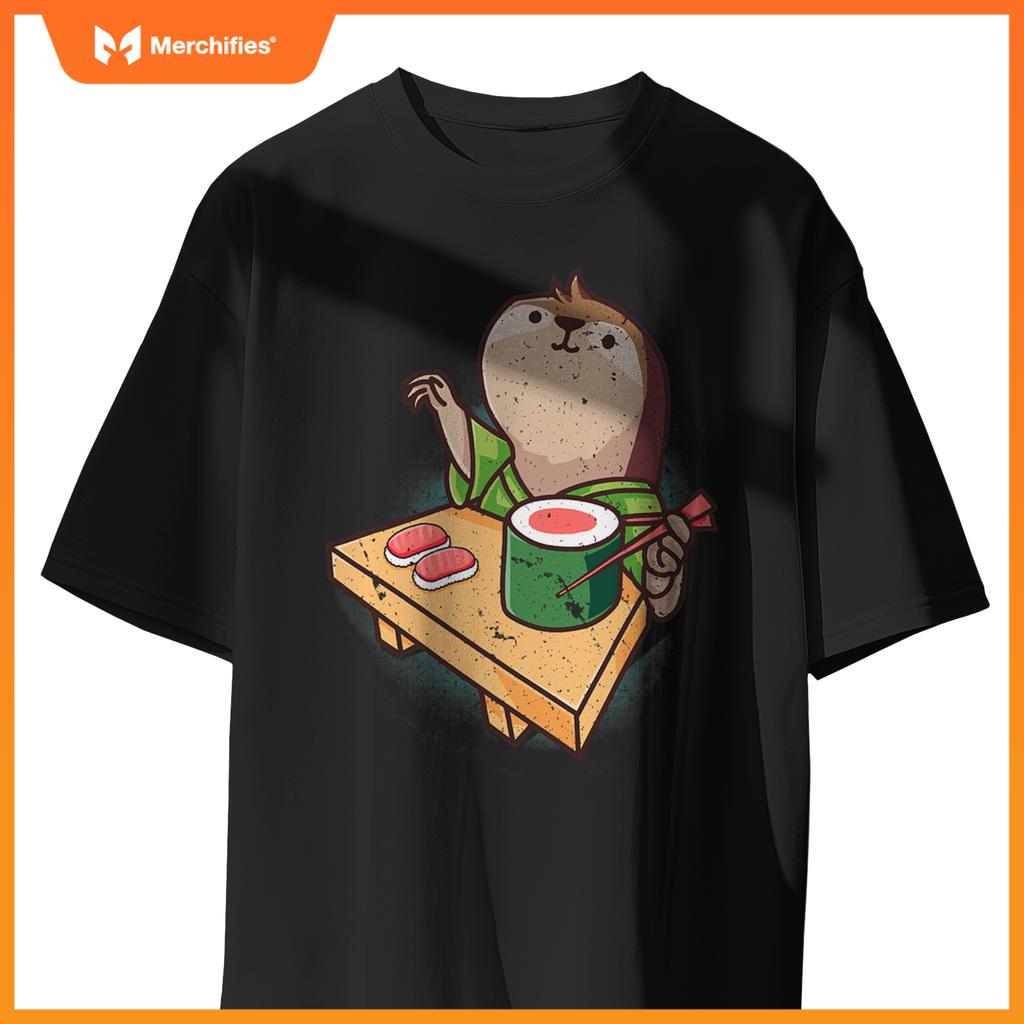 Sushi Sloth Chef Cartoon Animals Japanese Food Sushi Fan T-Shirt