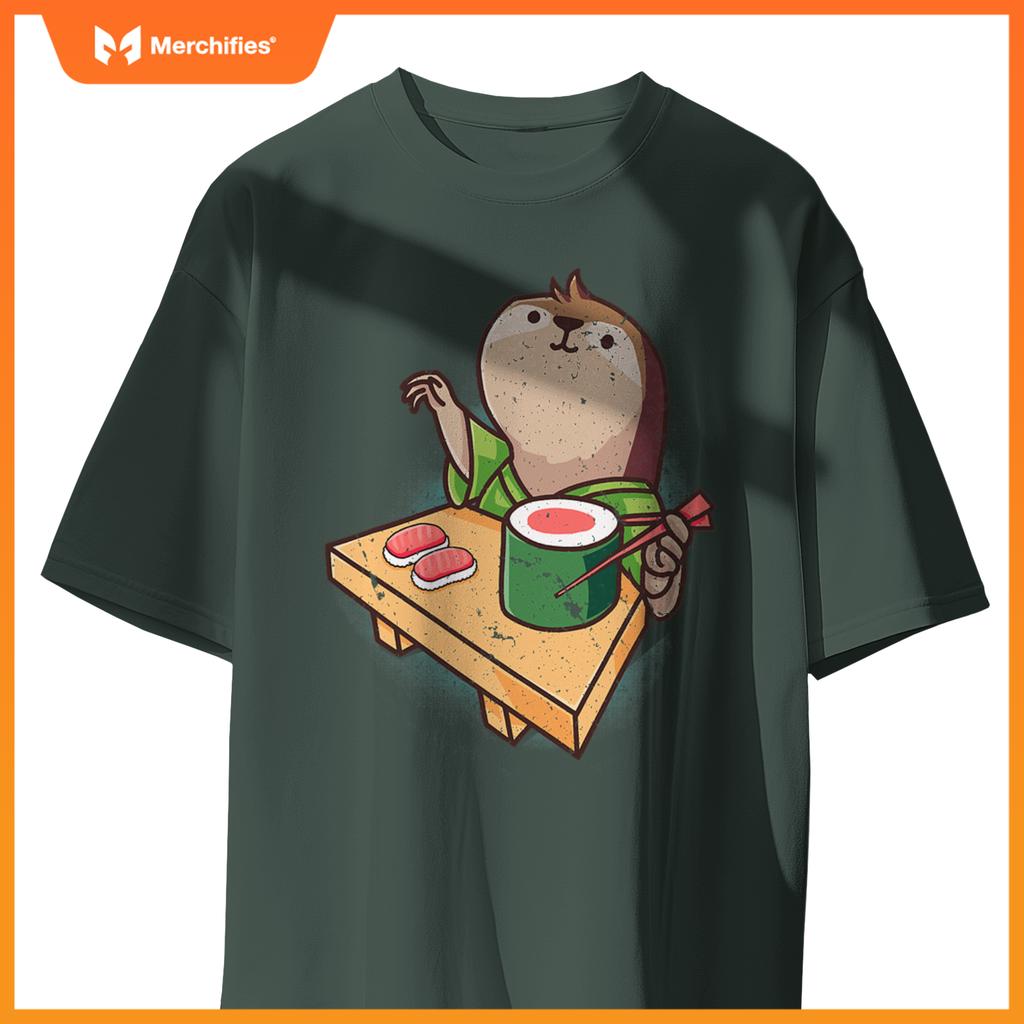 Sushi Sloth Chef Cartoon Animals Japanese Food Sushi Fan T-Shirt