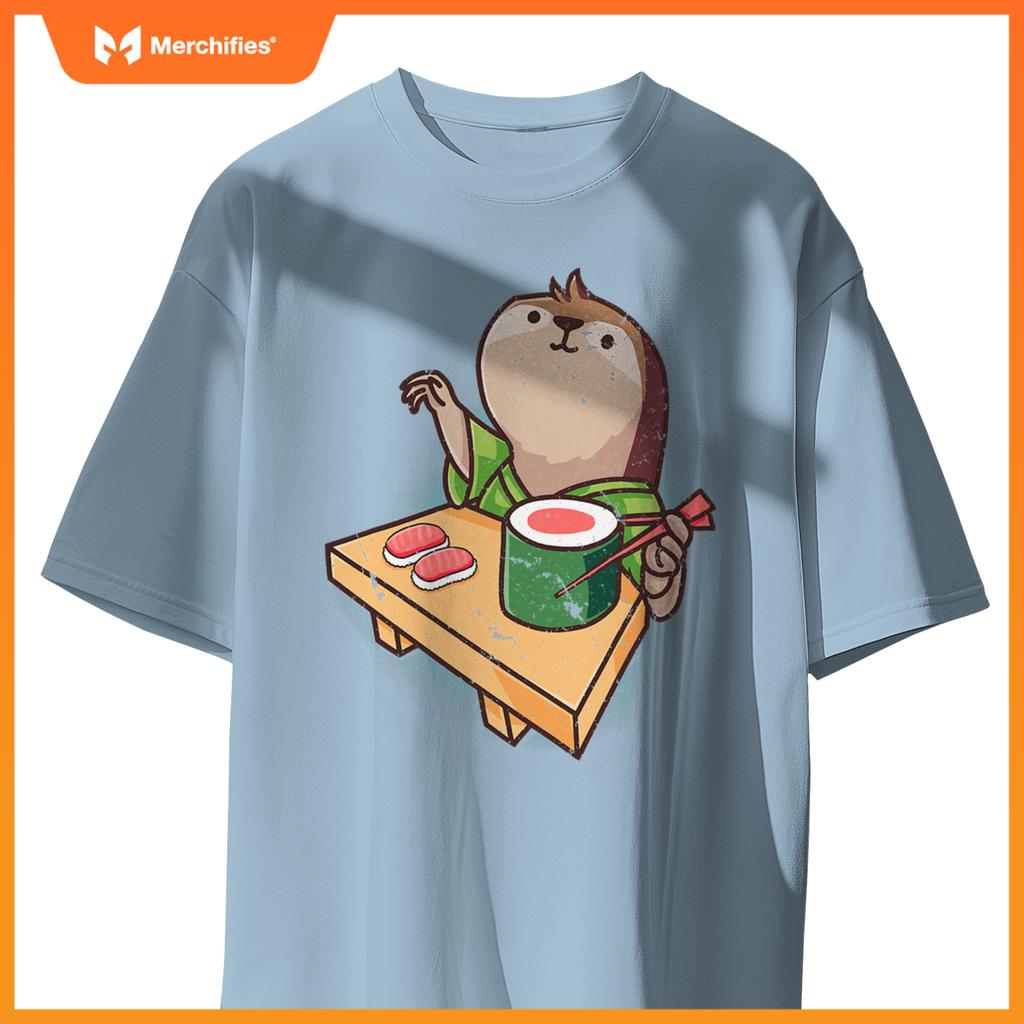 Sushi Sloth Chef Cartoon Animals Japanese Food Sushi Fan T-Shirt