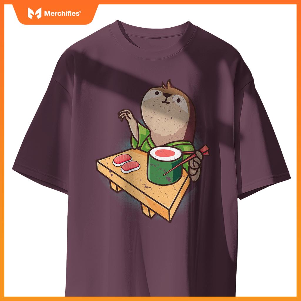 Sushi Sloth Chef Cartoon Animals Japanese Food Sushi Fan T-Shirt