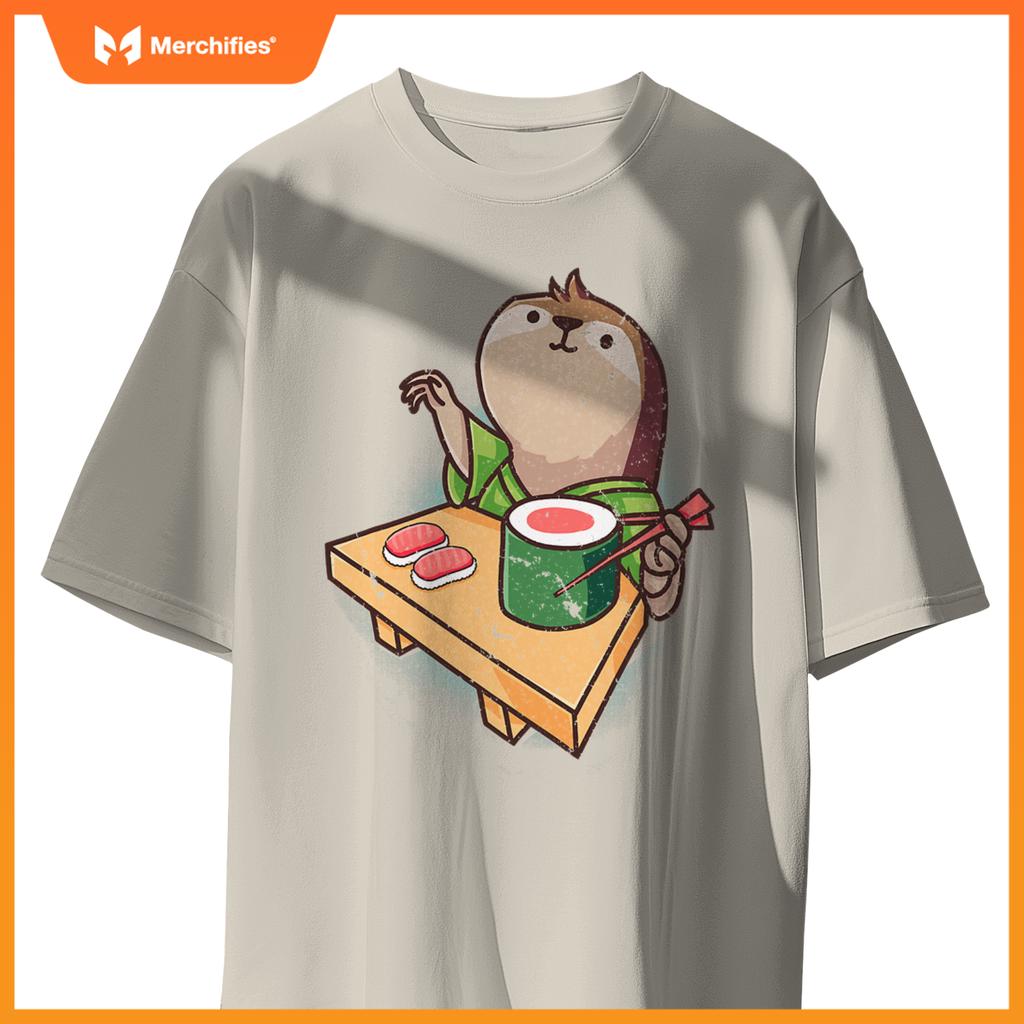 Sushi Sloth Chef Cartoon Animals Japanese Food Sushi Fan T-Shirt