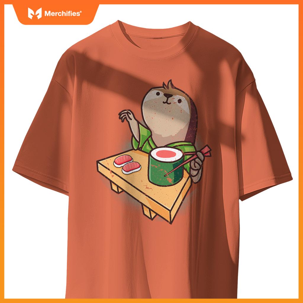 Sushi Sloth Chef Cartoon Animals Japanese Food Sushi Fan T-Shirt