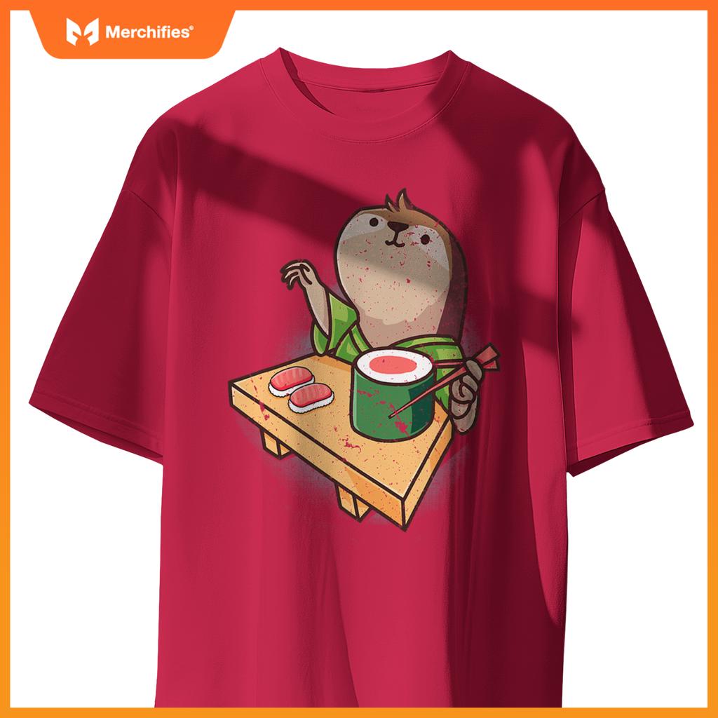 Sushi Sloth Chef Cartoon Animals Japanese Food Sushi Fan T-Shirt