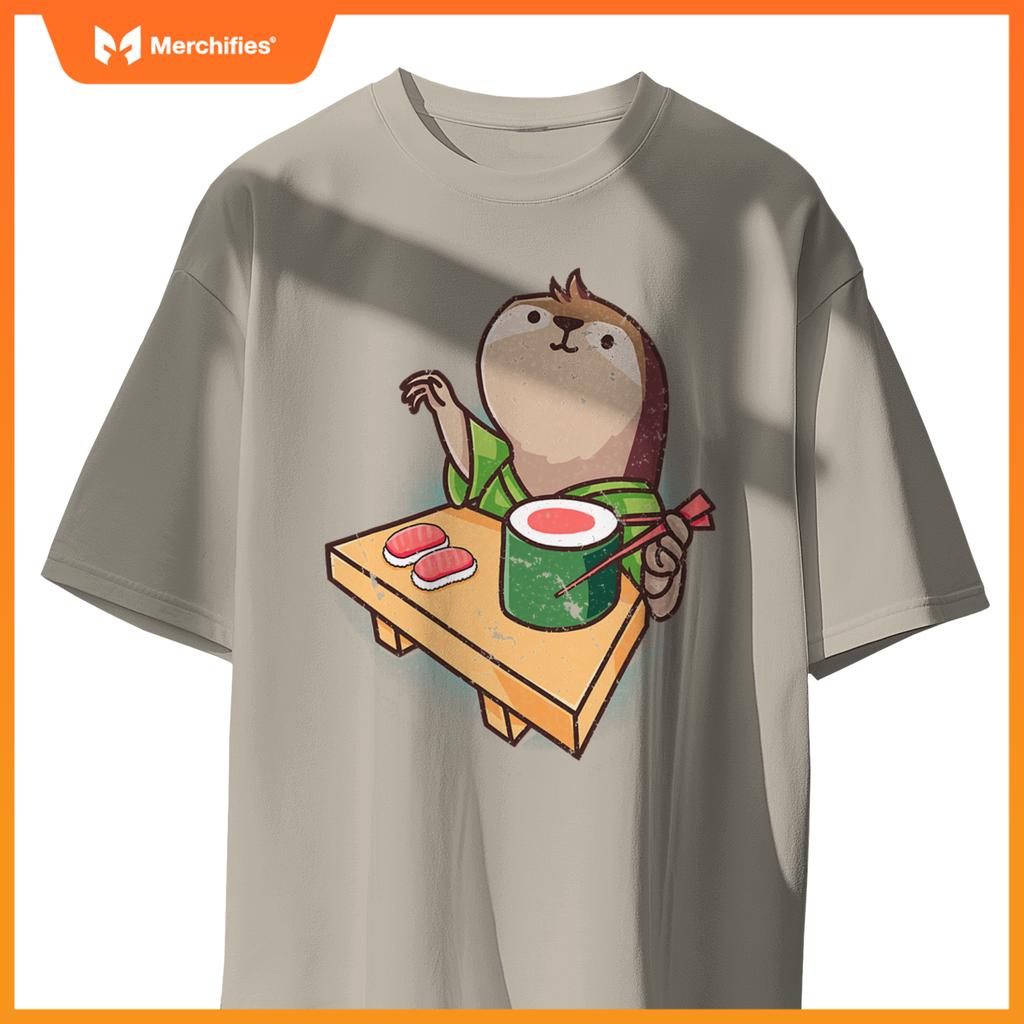 Sushi Sloth Chef Cartoon Animals Japanese Food Sushi Fan T-Shirt