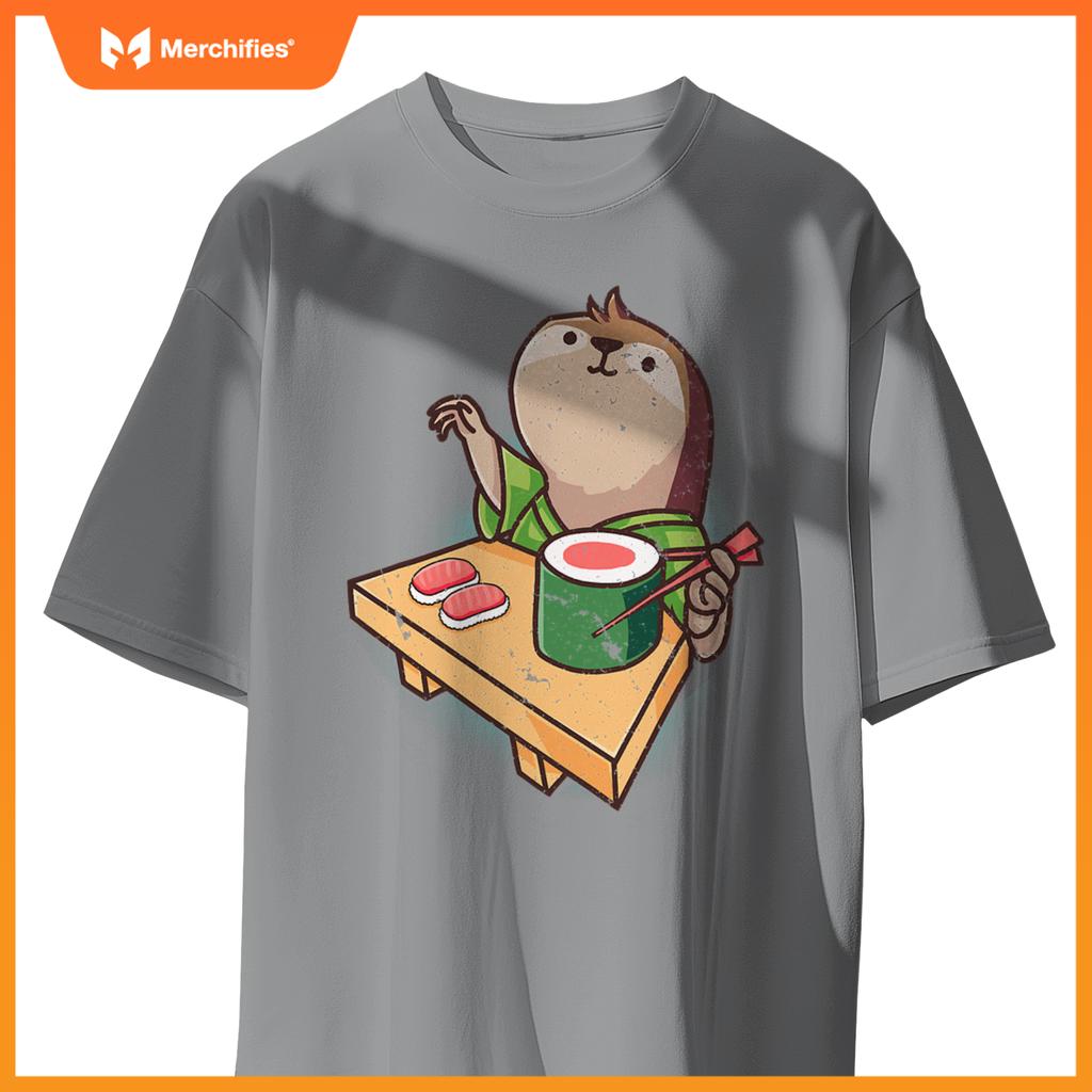 Sushi Sloth Chef Cartoon Animals Japanese Food Sushi Fan T-Shirt
