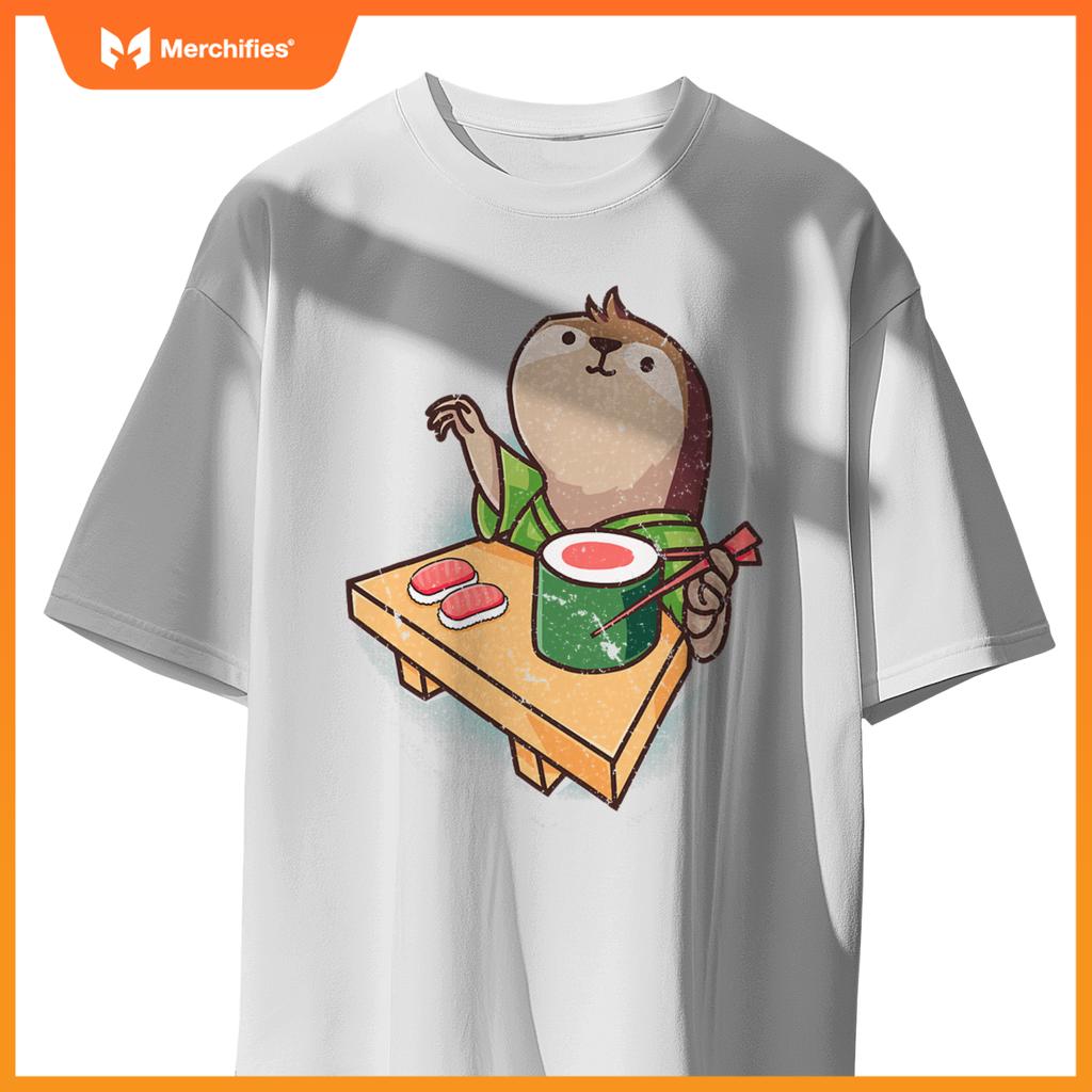 Sushi Sloth Chef Cartoon Animals Japanese Food Sushi Fan T-Shirt