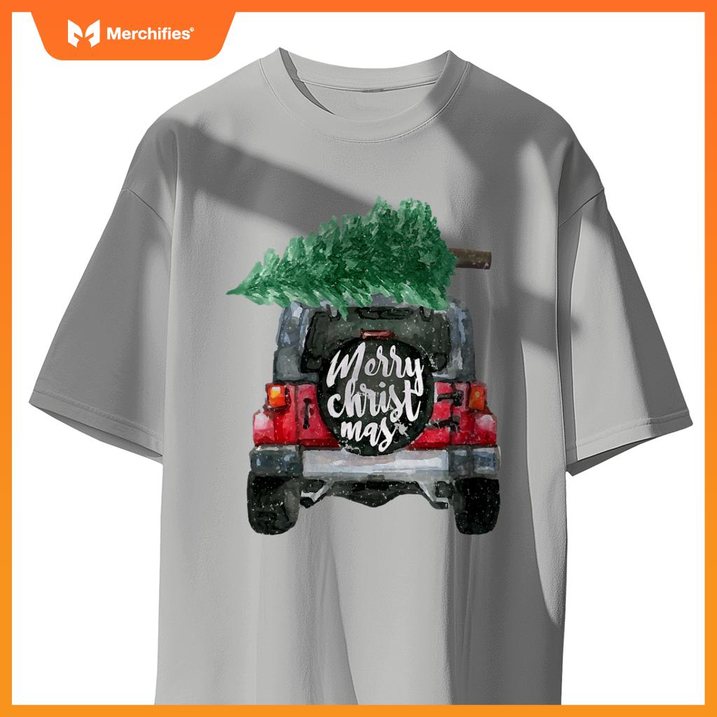Suv Van Pick-Up Xmas Merry Christmas Tree On A Truck T-Shirt