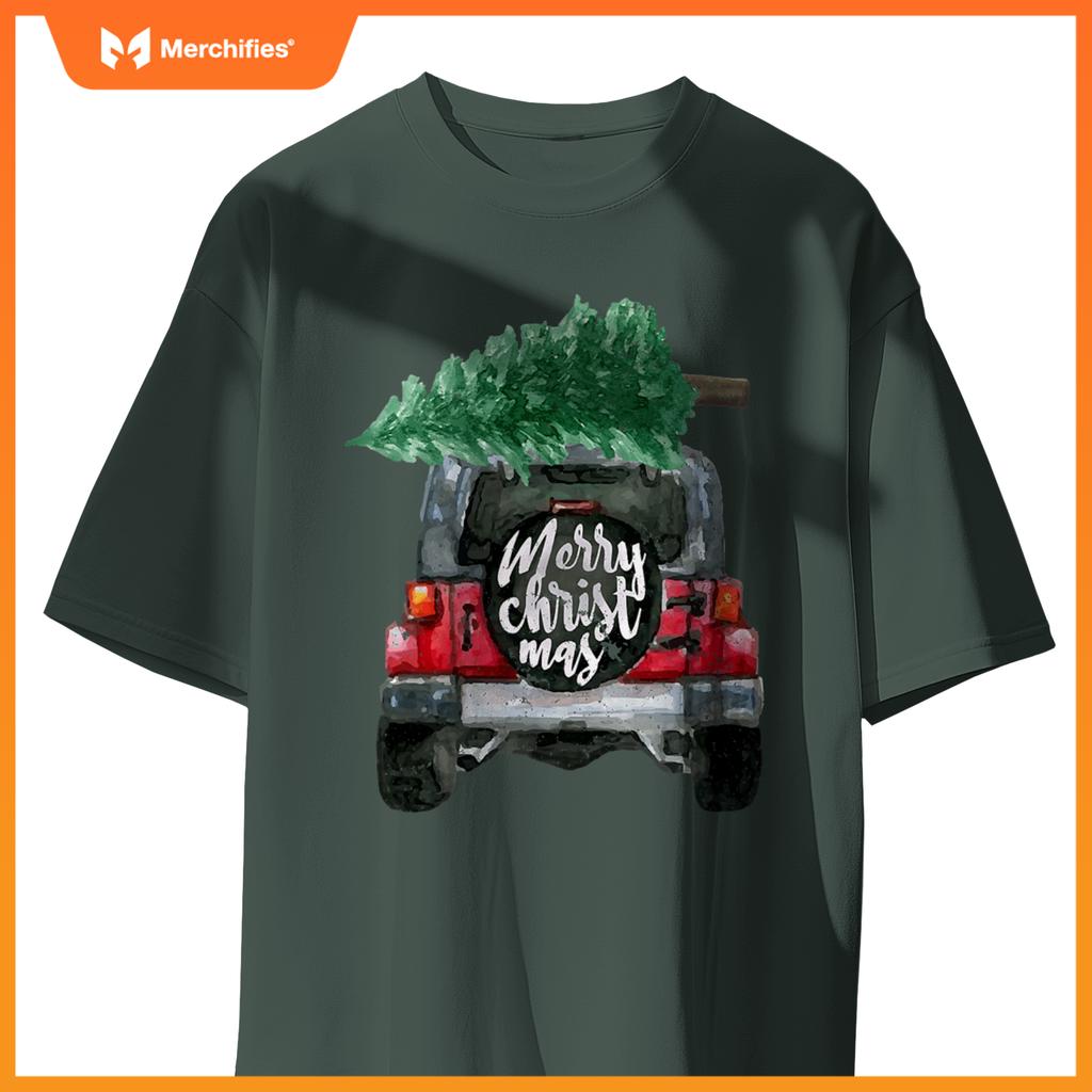 Suv Van Pick-Up Xmas Merry Christmas Tree On A Truck T-Shirt
