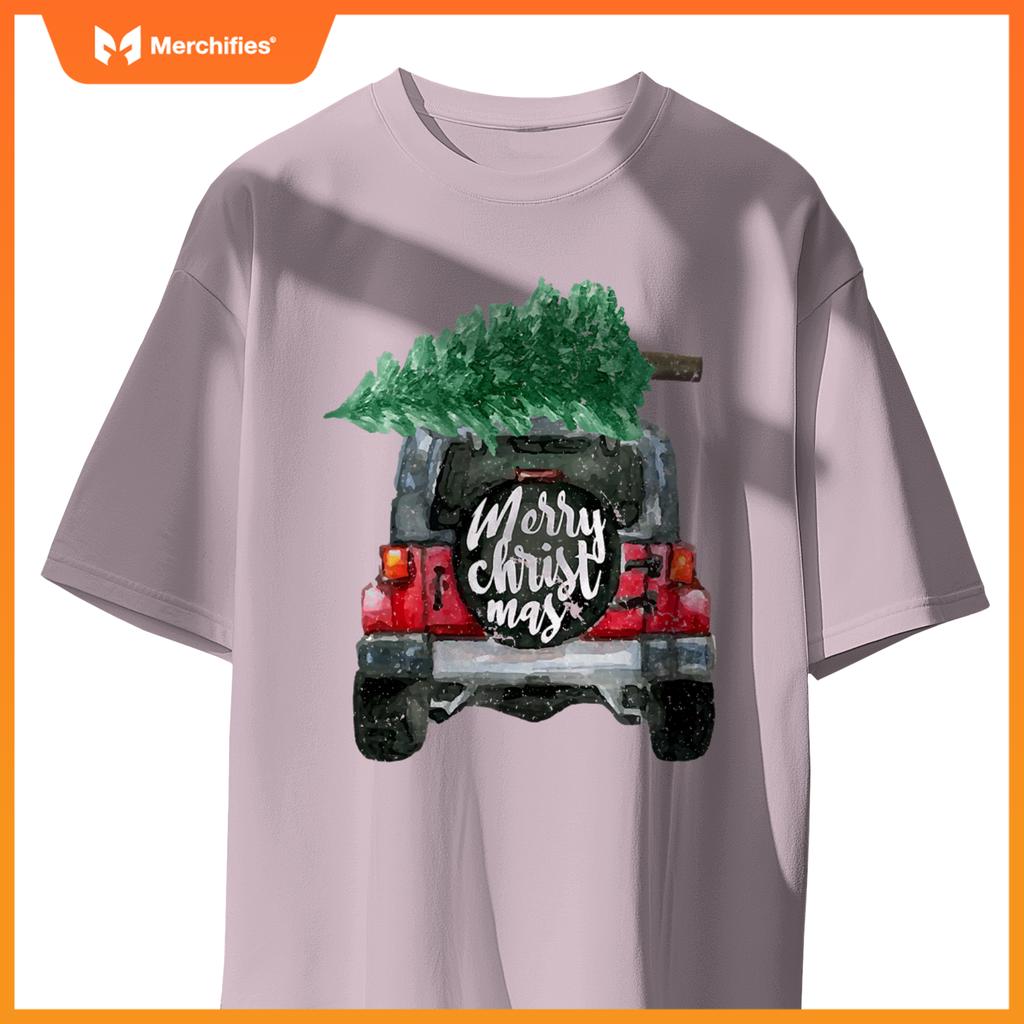 Suv Van Pick-Up Xmas Merry Christmas Tree On A Truck T-Shirt