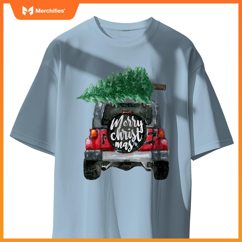 Suv Van Pick-Up Xmas Merry Christmas Tree On A Truck T-Shirt