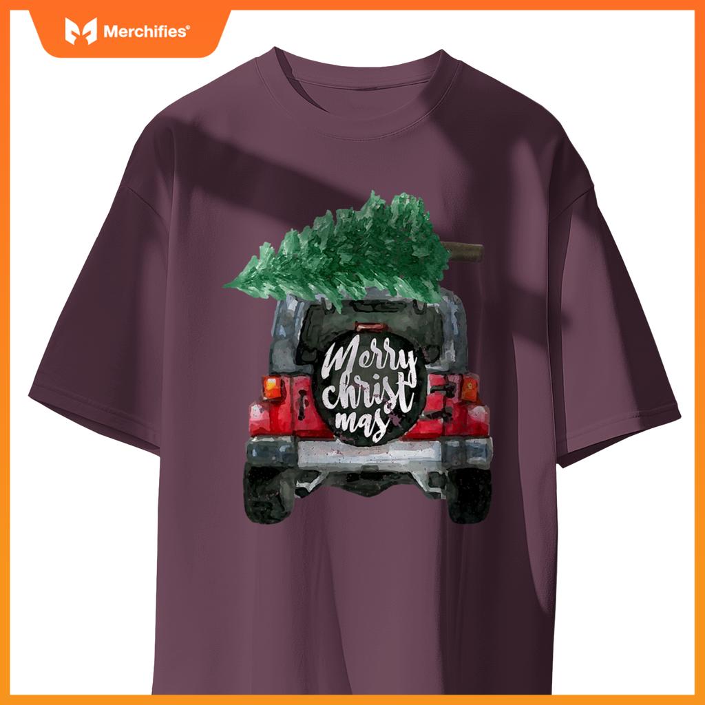Suv Van Pick-Up Xmas Merry Christmas Tree On A Truck T-Shirt