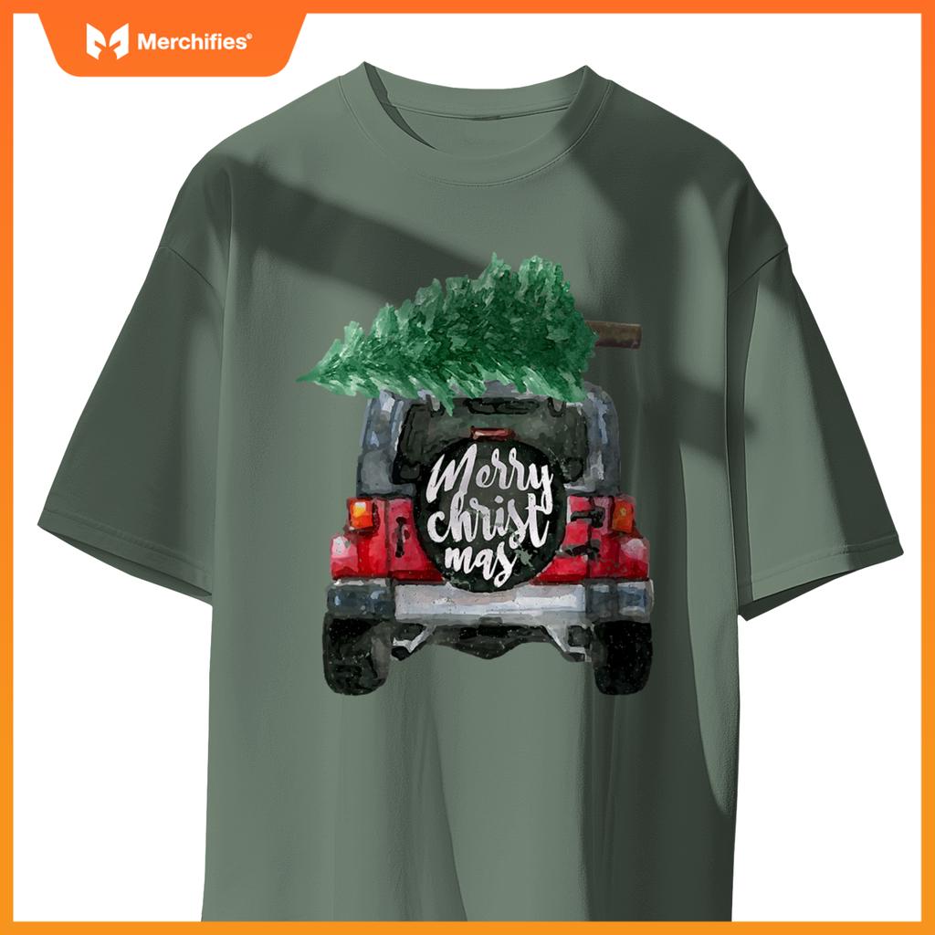 Suv Van Pick-Up Xmas Merry Christmas Tree On A Truck T-Shirt