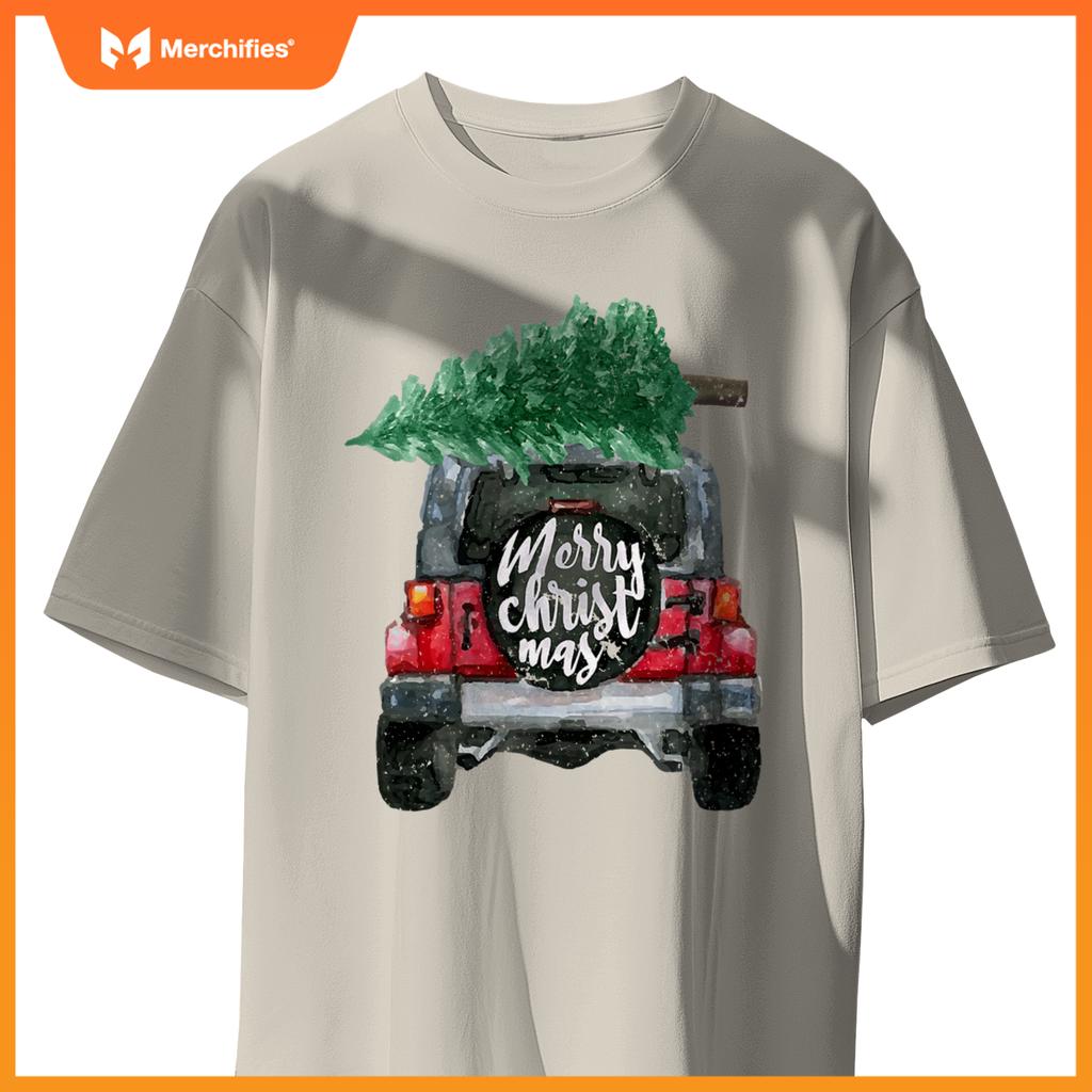 Suv Van Pick-Up Xmas Merry Christmas Tree On A Truck T-Shirt