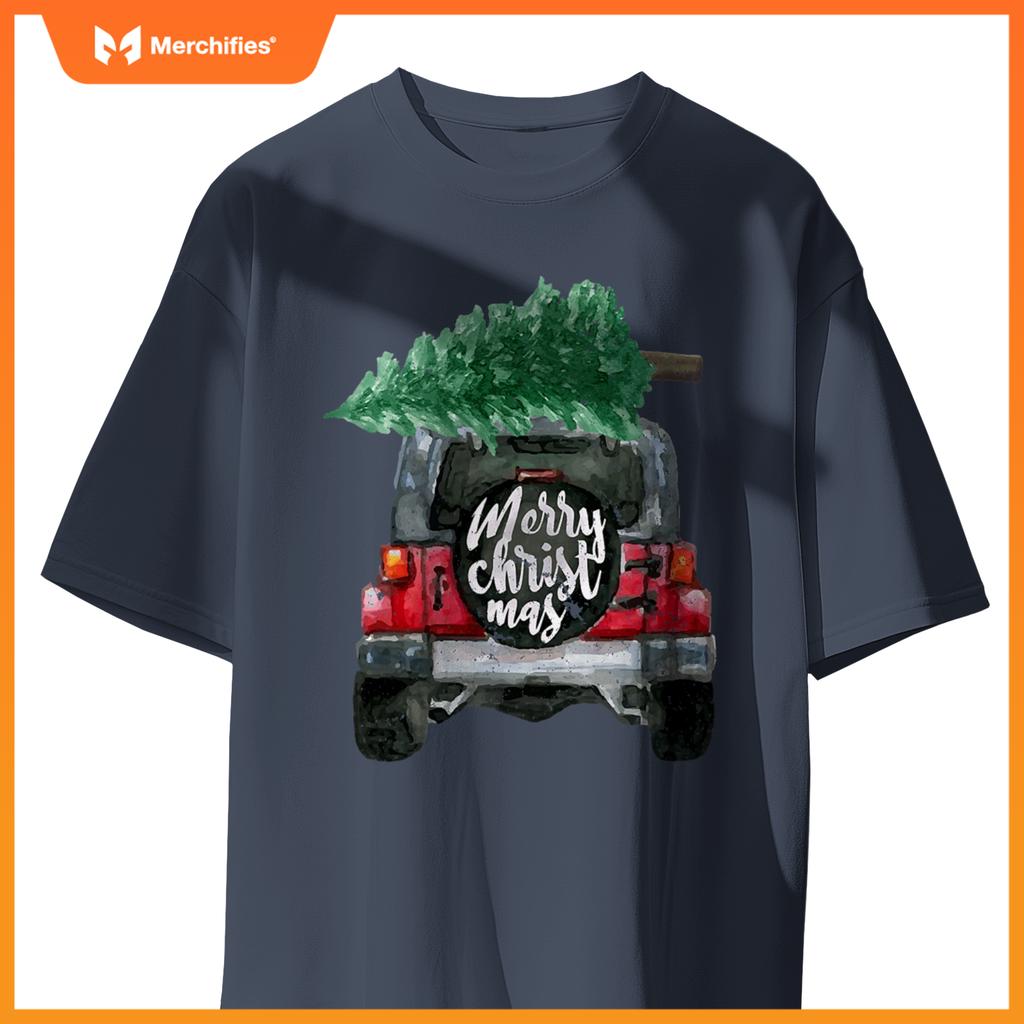 Suv Van Pick-Up Xmas Merry Christmas Tree On A Truck T-Shirt