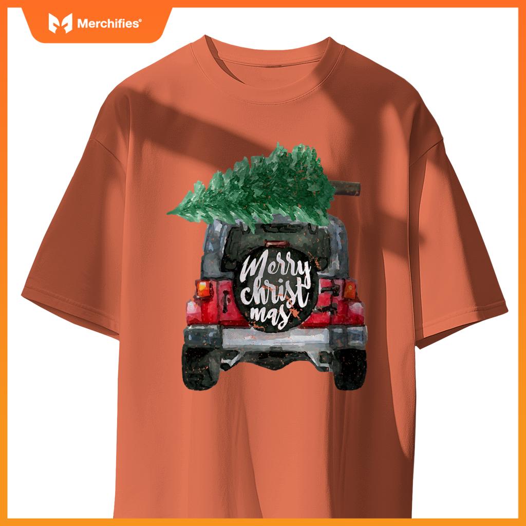 Suv Van Pick-Up Xmas Merry Christmas Tree On A Truck T-Shirt