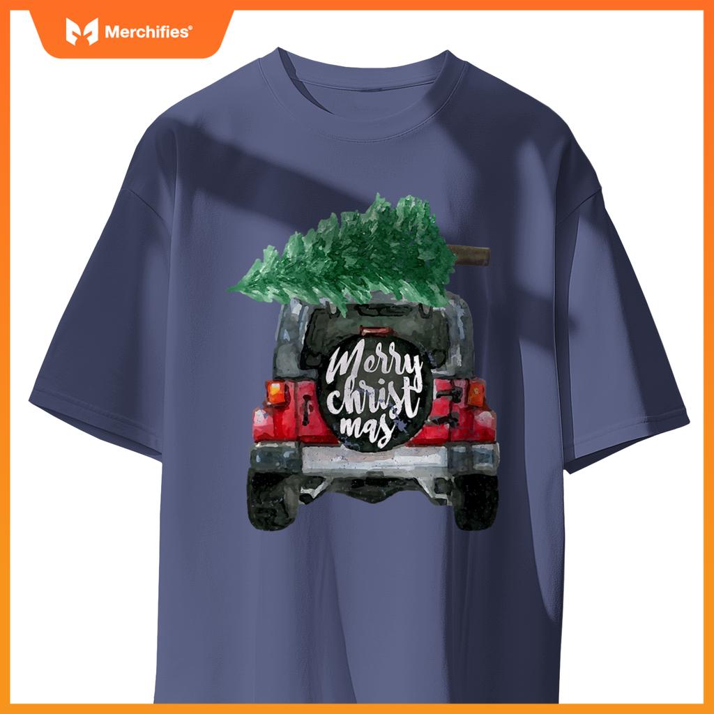 Suv Van Pick-Up Xmas Merry Christmas Tree On A Truck T-Shirt