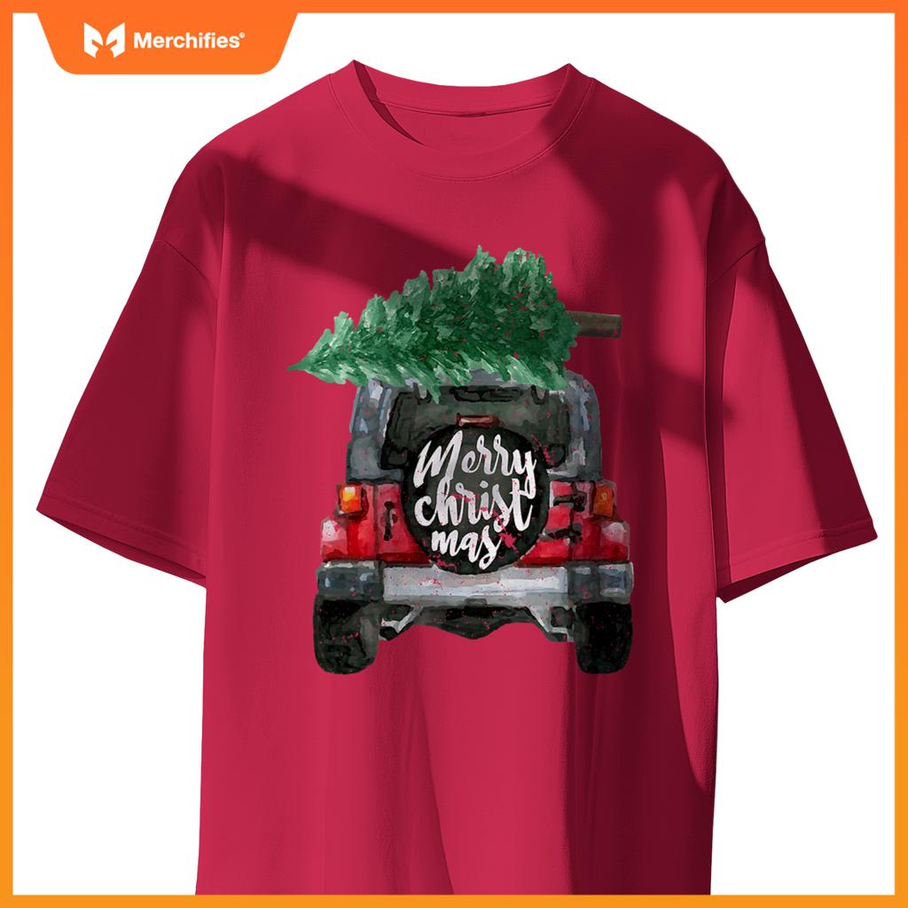 Suv Van Pick-Up Xmas Merry Christmas Tree On A Truck T-Shirt