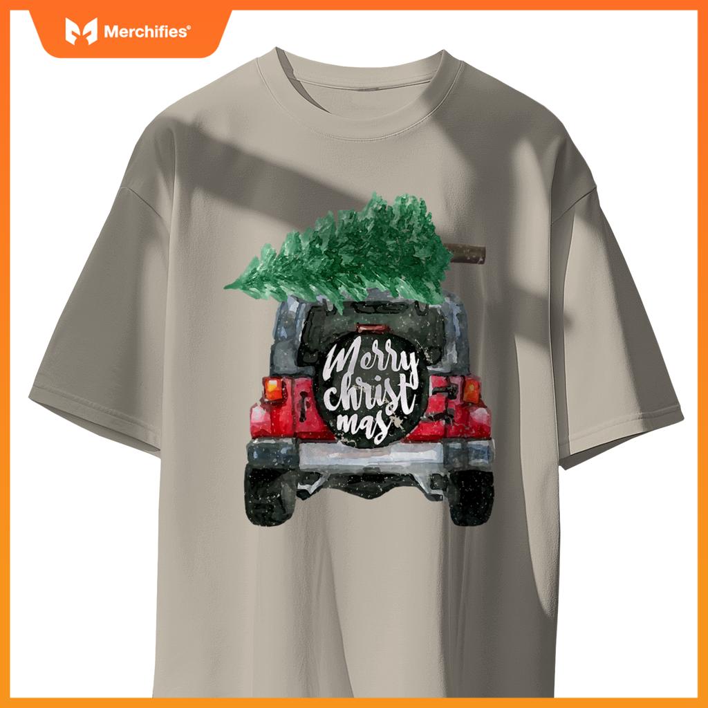 Suv Van Pick-Up Xmas Merry Christmas Tree On A Truck T-Shirt