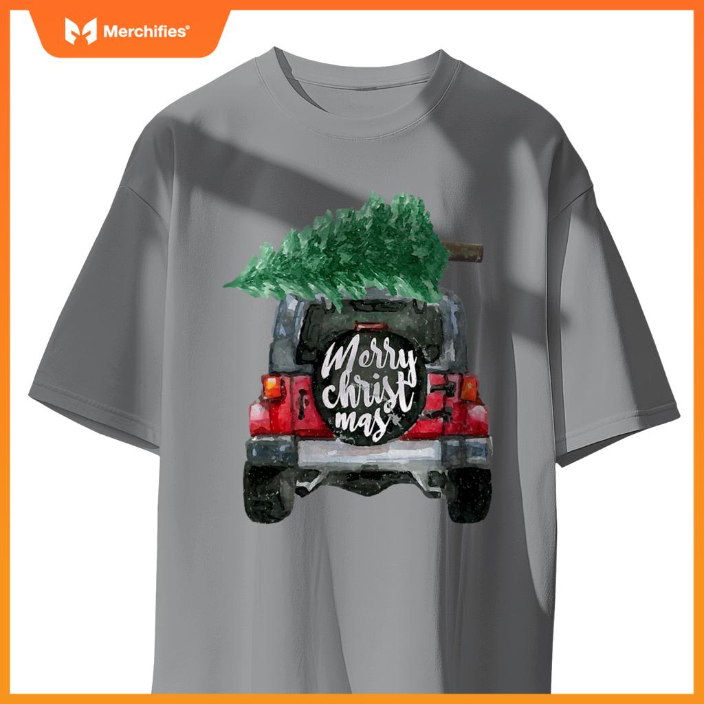 Suv Van Pick-Up Xmas Merry Christmas Tree On A Truck T-Shirt