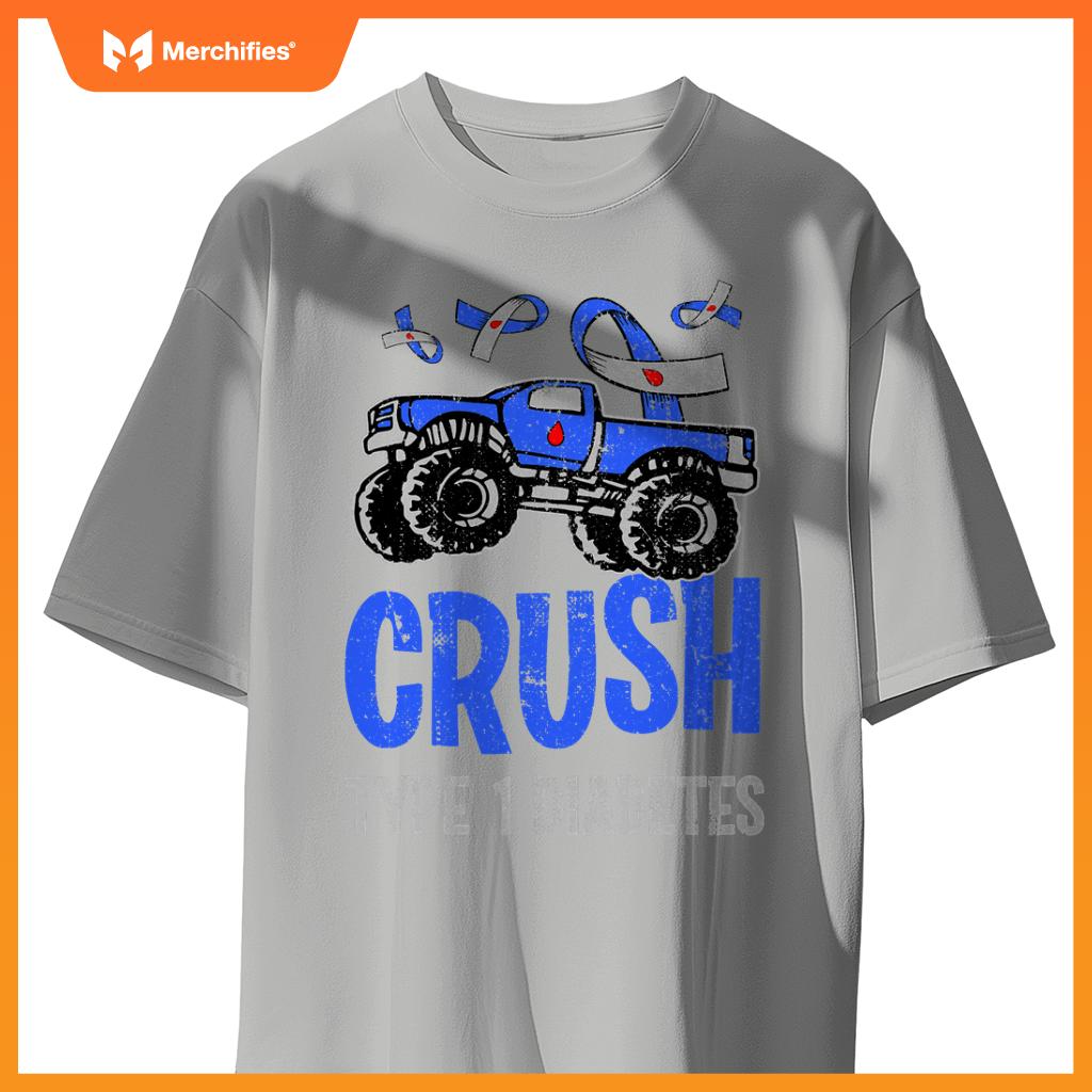 T1D Kids Monster Truck Crush Type 1 Diabetes T-Shirt