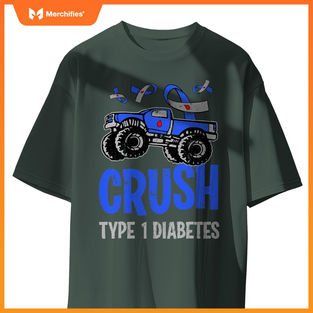 T1D Kids Monster Truck Crush Type 1 Diabetes T-Shirt