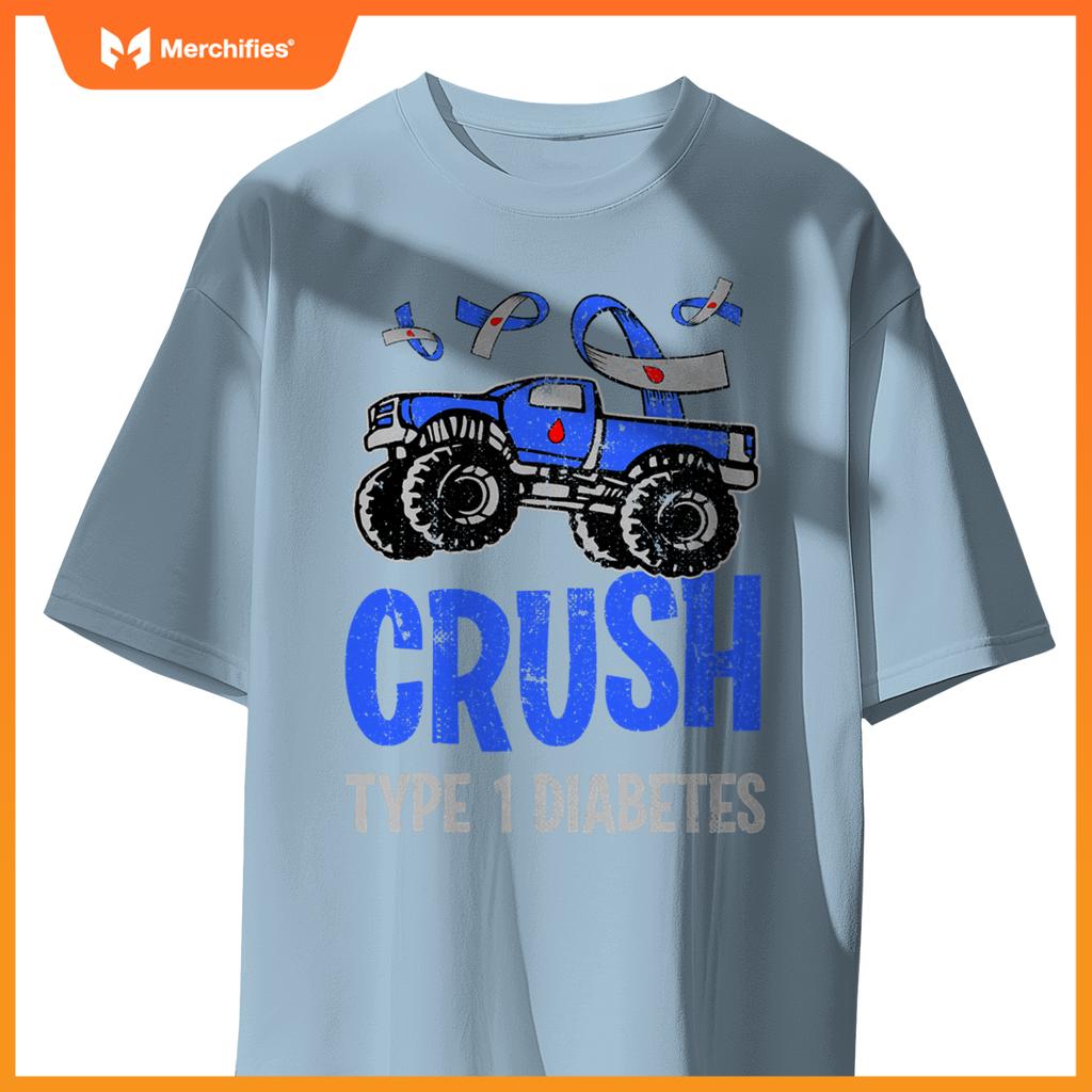 T1D Kids Monster Truck Crush Type 1 Diabetes T-Shirt