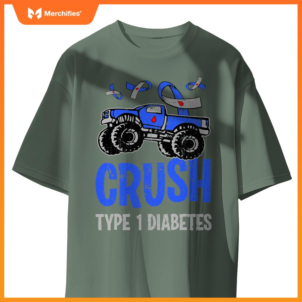 T1D Kids Monster Truck Crush Type 1 Diabetes T-Shirt
